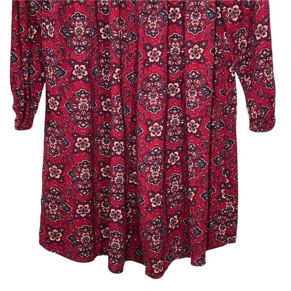 American Eagle XS Red Boho Floral Puff Sleeve Mini Dress - Picture 8 of 12
